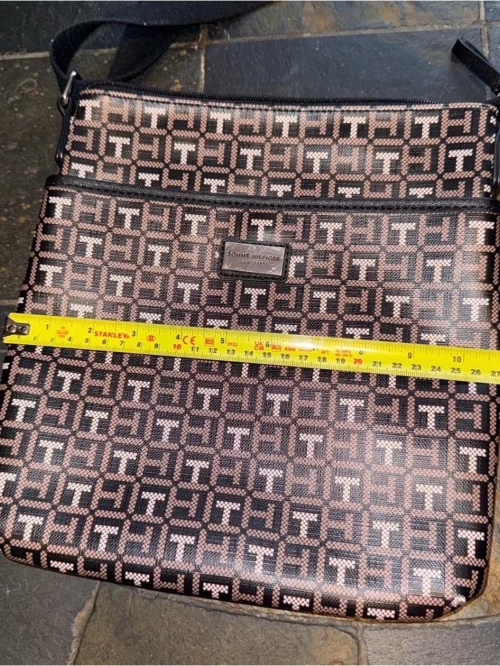 Tommy Hilfiger Black & Pink Monogram Messenger Bag